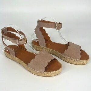 Andre Assous Tuckernuck Iris ankle strap leather suede wedge beige espadrille 11